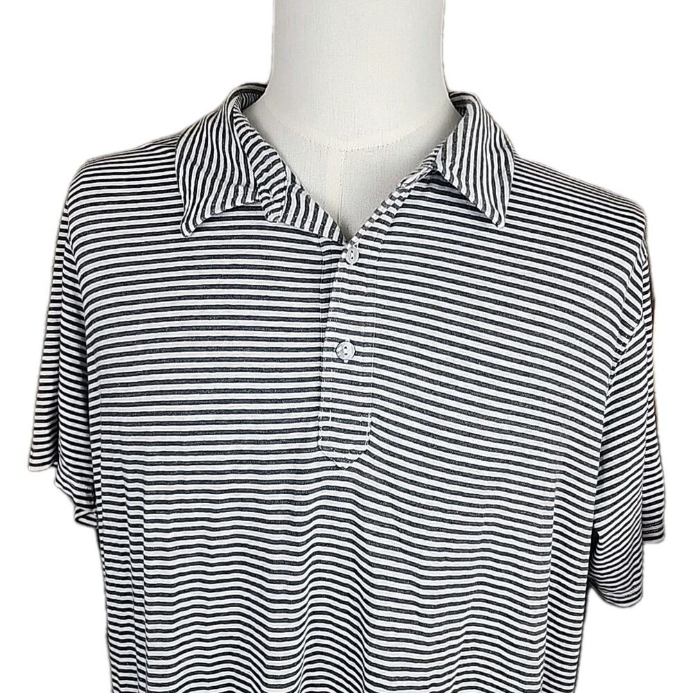Tasc Performance Bamboo Organic Cotton Polo Shirt Men XXL Stretch Gray Stripe